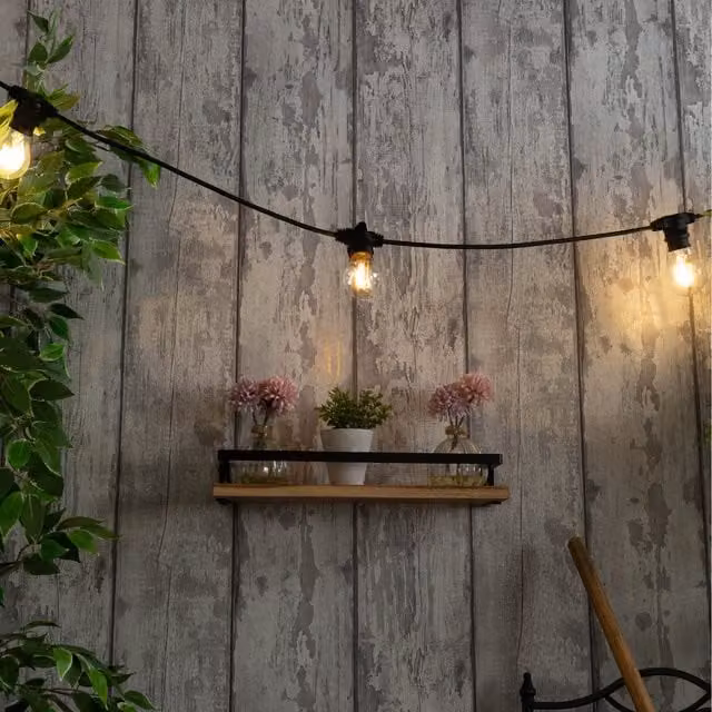 Arnold Outdoor Connectable 20 Light Festoon String Lights with Warm White Lantern Bulbs, Black