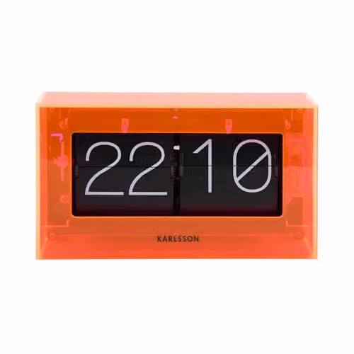 PRESENT TIME Karlsson Digital Tabletop Flip Clock in Orange, W/D/H: 20.7 x 11.7 x 11.7 cm