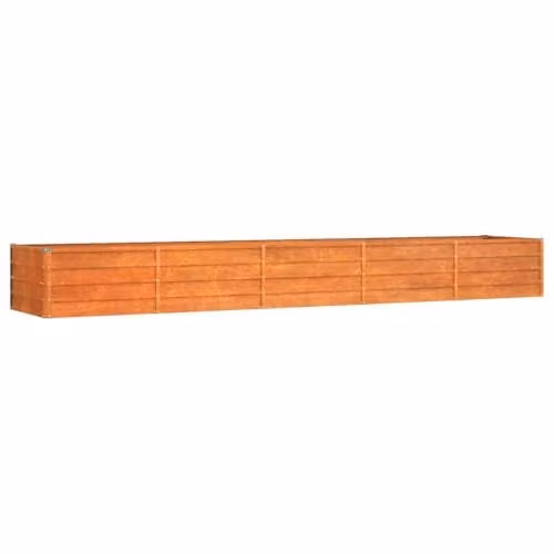 vidaXL Corten Steel Raised Garden Bed, Brown, W: 400 cm, D: 80 cm, H: 45 cm – 1