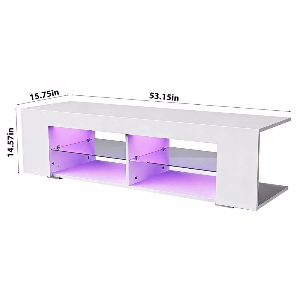 EONLION Modern High Gloss TV Stand Storage Cabinet in White, Width: 100 cm – 2