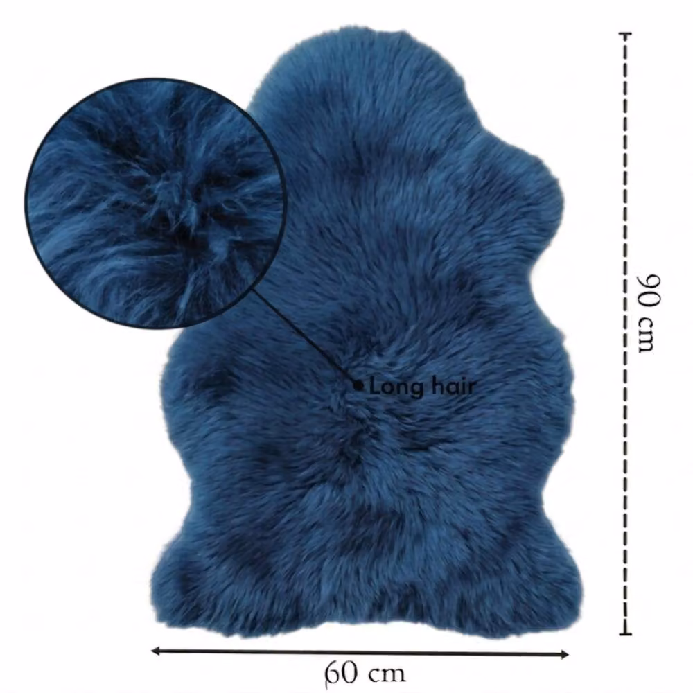 Infinity Leather Genuine Sheepskin Wool Rug, Blue, W/D: 90 x 60 cm – 3