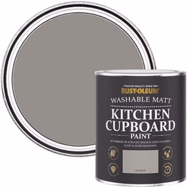 Rust-Oleum Matt Water-Based Kitchen Cupboard Paint in Grey, 0.75 l – 1