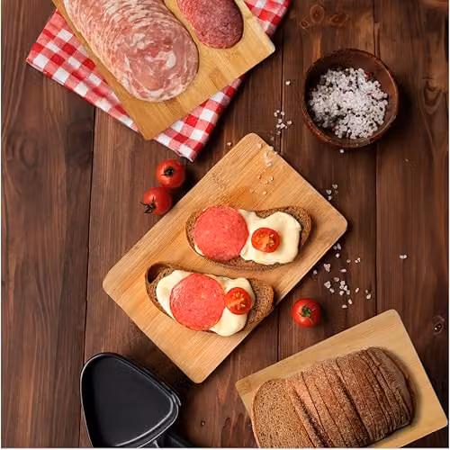 Premier Housewares Set of 3 Rectangular Bamboo Wood Chopping and Serving Boards in Brown and Beige – 3
