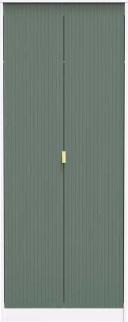 Ready Assembled 2 U Bexley 2 Door Wardrobe in Green with Gold Details