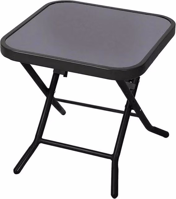 Nordara Grey Folding Glass Top Small Side Table and Portable Garden Stool