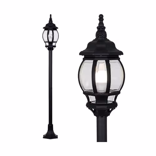 ValueLights Windsor Modern Black Bollard Lantern Outdoor Post Light