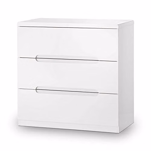Julian Bowen Manhattan 3 Drawer Chest in High Gloss White, W/D/H: 80 x 40 x 70 cm