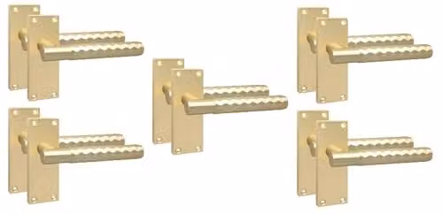 Golden Grace Victorian Knurled T-Bar Door Handles in Satin Brass, 5 Pairs
