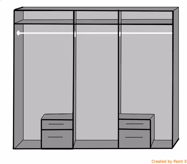 TJS Fly White Wardrobe with 6 Doors and 4 Drawers