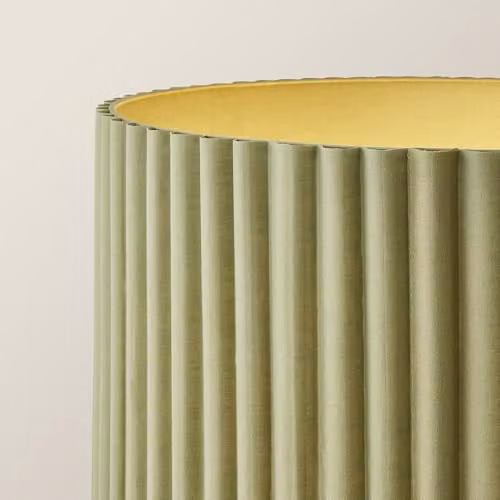 ValueLights Lenny Green Ribbed Fabric Drum Midi Floor Lamp with LED Bulb – 3