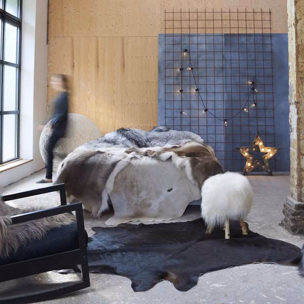 Berkfield Home Real Cowhide Rug in Black, W: 180 cm, D: 220 cm – 1