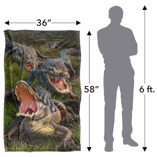 JQ Licensing Jlo Alligators Silky Touch Super Soft Fleece Throw Blanket, Multicolour, W: 91 cm, D: 147 cm – 4
