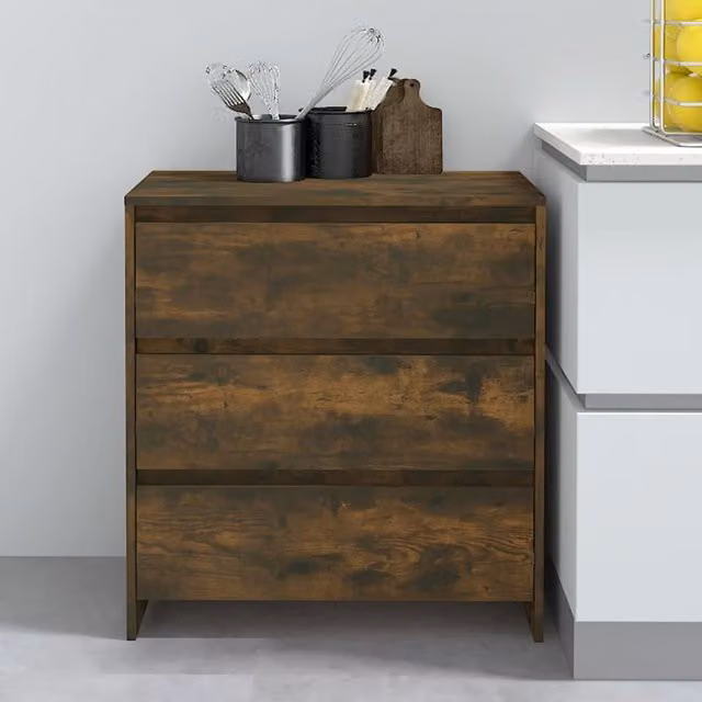 Berkfield Home Smoked Oak Sideboard in Brown, W/D/H: 70 x 41 x 75 cm – 1