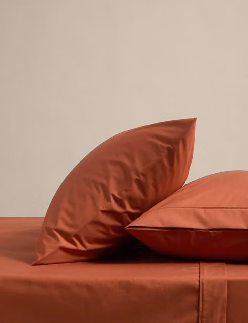 M&S 2 Pack Egyptian Cotton 230 Thread Count Percale Pillowcases in Terracotta