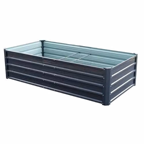 Garden Life Grey Raised Metal Vegetable Planter and Herb Grow Bed, W/D/H: 180 x 90 x 47 cm