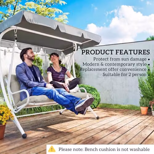 Outsunny Garden Bench Cushion with Ties, Grey, W: 110 cm x D: 110 cm x H: 12 cm – 3
