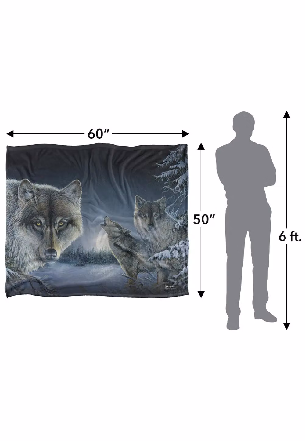 Wild Wings Midnight Wolves 2 Silky Touch Super Soft Fleece Throw Blanket, Multicolour, W: 152 cm, D: 127 cm – 5