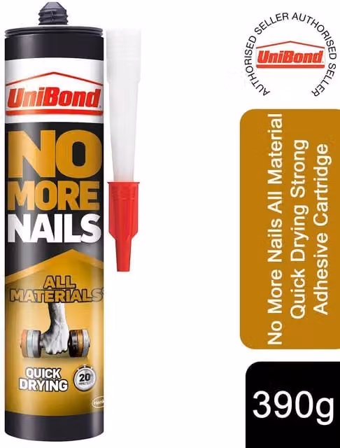 UniBond No More Nails Quick Drying Strong MS Polymer Adhesive Cartridge, White, 390g