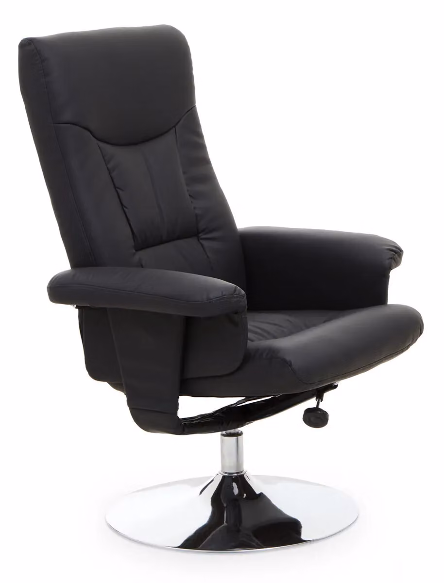 Orsina Grey and Black Leather Effect Swivel Recliner with Ottoman – 4