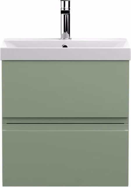 Balterley Mavesyn 2 Drawer Wall Hung Vanity Basin Unit, Satin Green, Width: 50 cm