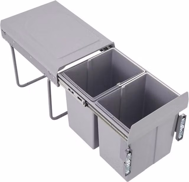 FORGEVIO 40L Dual Pull Out Kitchen Bin Cabinet in Grey