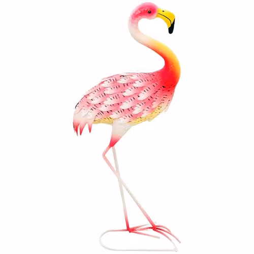 Outsunny Pink Metal Flamingo Garden Statue Ornament