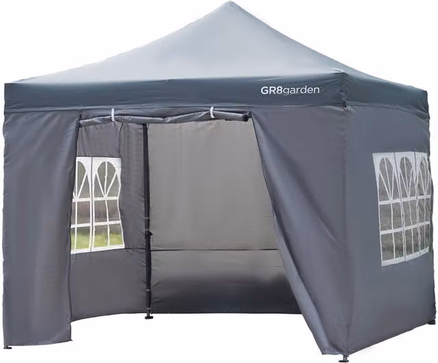 Gr8 Garden Commercial Grade Heavy Duty Waterproof Pop Up Gazebo in Grey