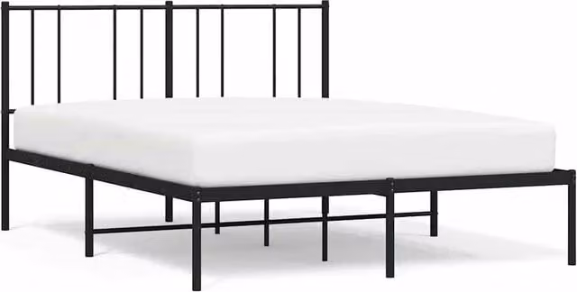 Berkfield Home Metal Bed Frame with Headboard in Black W/D/H: 140 x 190 cm