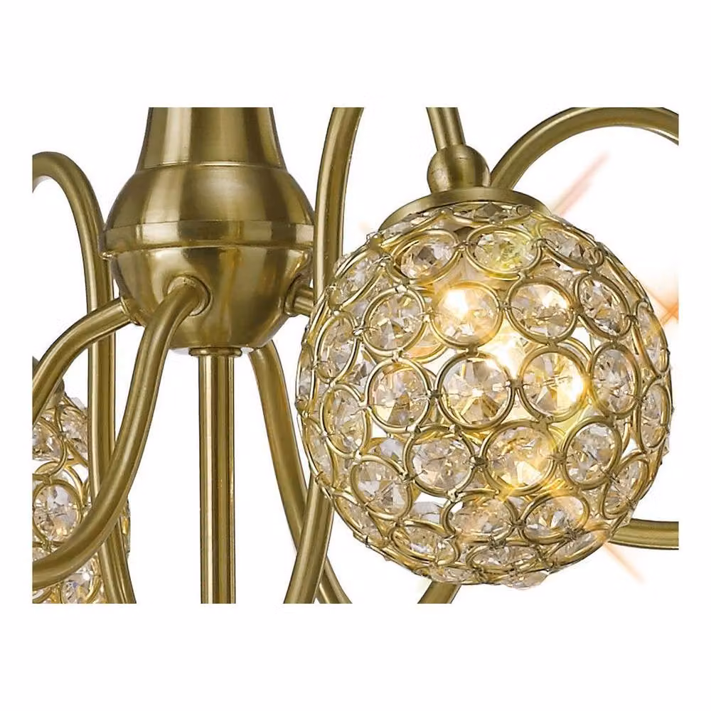 Netlighting Apollo 8 Light Semi Flush Ceiling Pendant in Satin Brass and Crystal Gold – 3