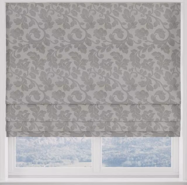 Terrys Cascina Made to Measure Blackout Roman Blind in Grey Damask Polyester