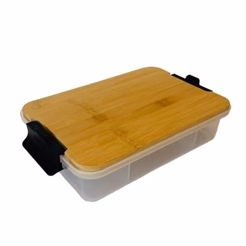 Farberware Bamboo Snackle Box with 7 Dividers and Rectangular Chopping Board Lid, Brown, W: 33 cm, D: 20 cm – 1