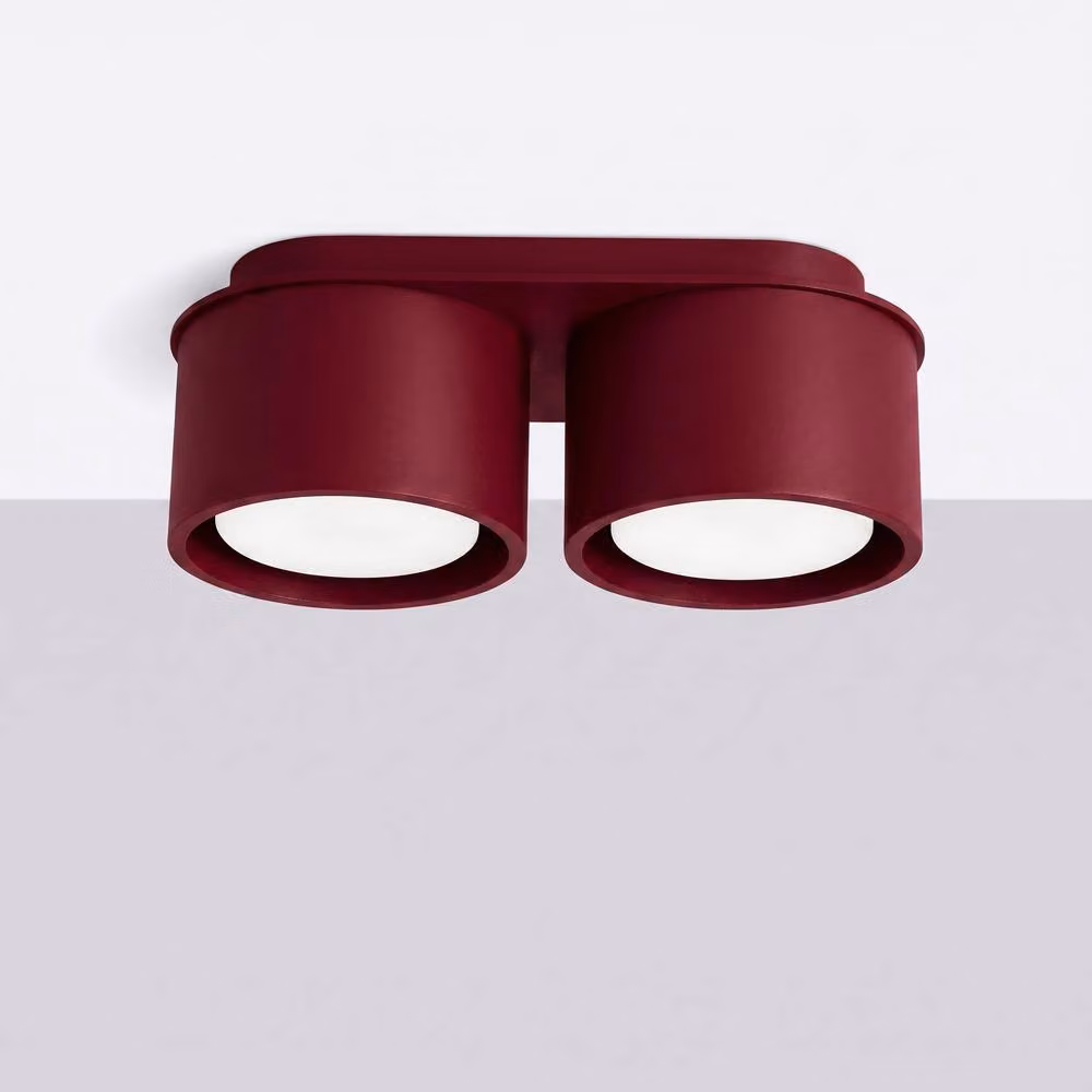 Sollux Lighting Minimalist Round LED Ceiling Lamp in Burgundy, W/D/H: 21 x 21 x 10 cm – 2