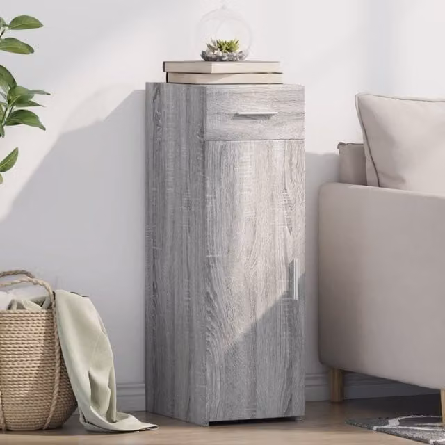 Berkfield Home Grey Sonoma Sideboard in Engineered Wood, W/D/H: 30 x 42.5 x 93 cm