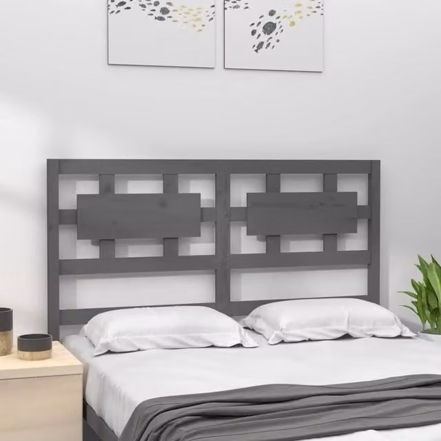 Berkfield Home Beautiful Bed Headboard in Grey Solid Pine Wood, W: 205.5 cm, D: 4 cm, H: 100 cm