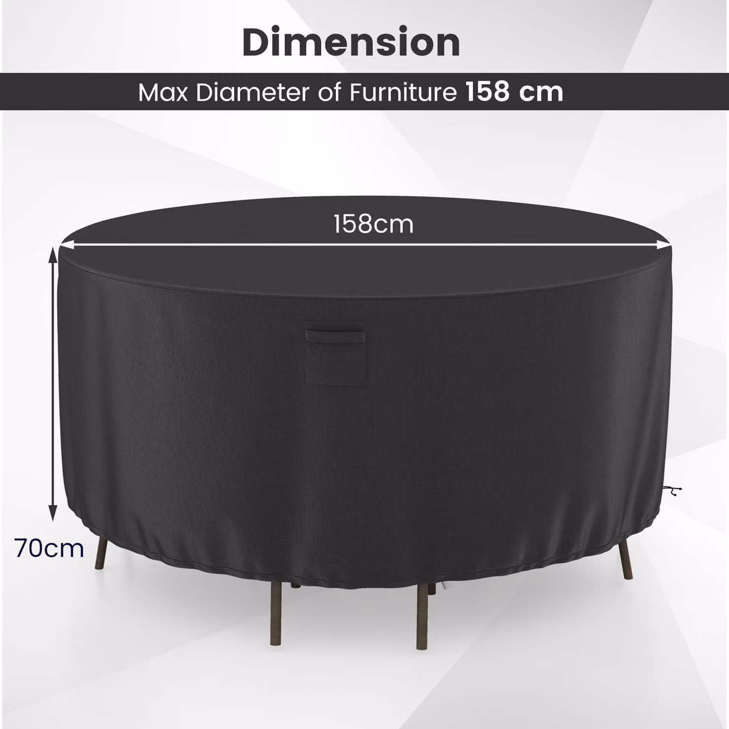 COSTWAY Black Round Outdoor Table and Chair Set Cover, Diameter: 158 cm – 2