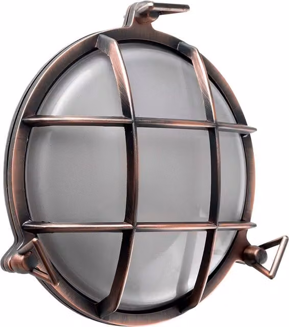 ValueLights Stern Industrial Copper Outdoor Wall Bulkhead Lantern, IP64 Maritime Style, Copper
