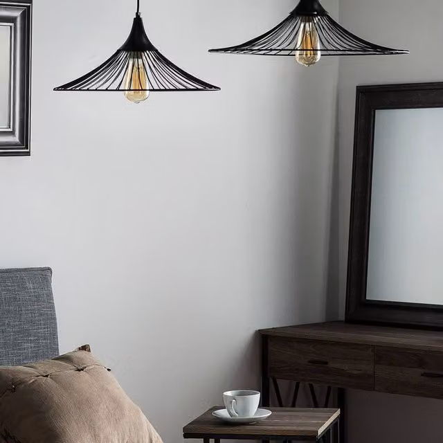 Wyld and Coco Industrial Black Metal Suspended Pendant Light – 1