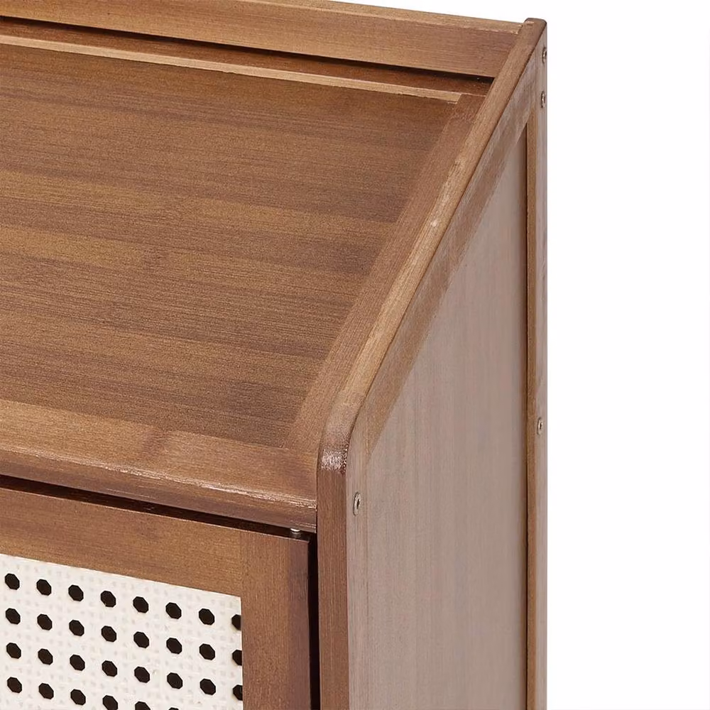 Ventryn 6-Tier Large Bamboo Shoe Cabinet with 4 Rattan Doors in Brown and Beige – 5