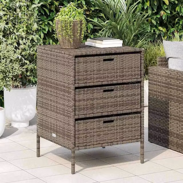 Berkfield Home Garden Storage Cabinet in Grey Poly Rattan and Steel, W: 55 cm, D: 59 cm, H: 80 cm – 1