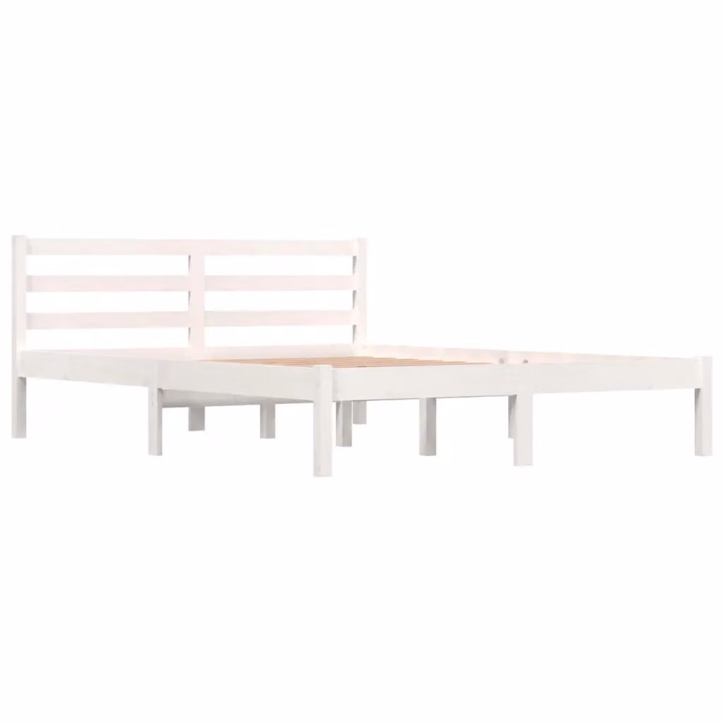 Berkfield Home Solid Wood Pine Bed Frame, White, W: 120 cm, L: 190 cm – 2