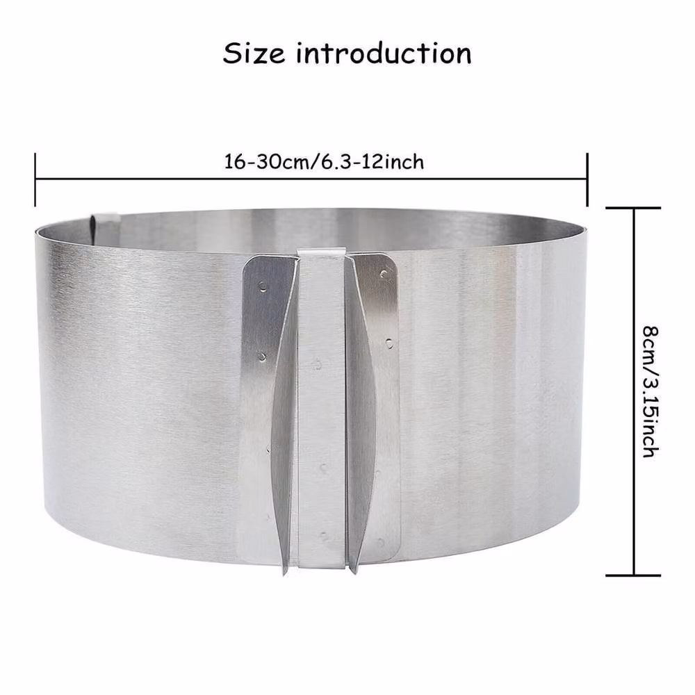 NESTLUNE Adjustable Round Stainless Steel Cake Ring Mold in Silver, W/D/H: 15 x 15 x 1 cm – 2