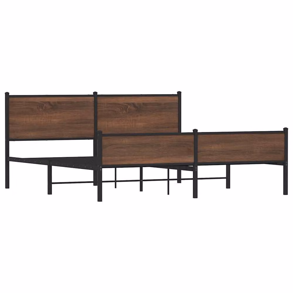 Berkfield Home Metal Bed Frame in Brown Oak, W: 160 cm, D: 200 cm – 3