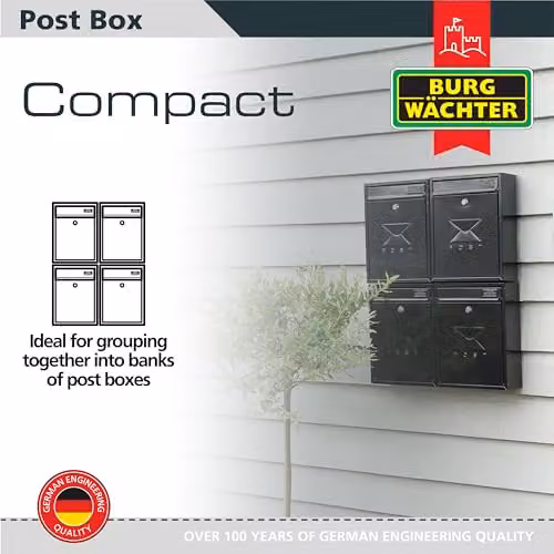 Burg-Wächter MB05R Red Compact Wall Mounted Steel Enamel Postbox W/D/H: 26 x 33 x 9 cm – 4