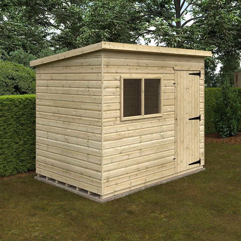 Buttercup Farm Deluxe Pent Shed in Natural Wood with Single Door and Window, W: 274.3 cm, D: 182.9 cm, H: 207.3 cm – 2
