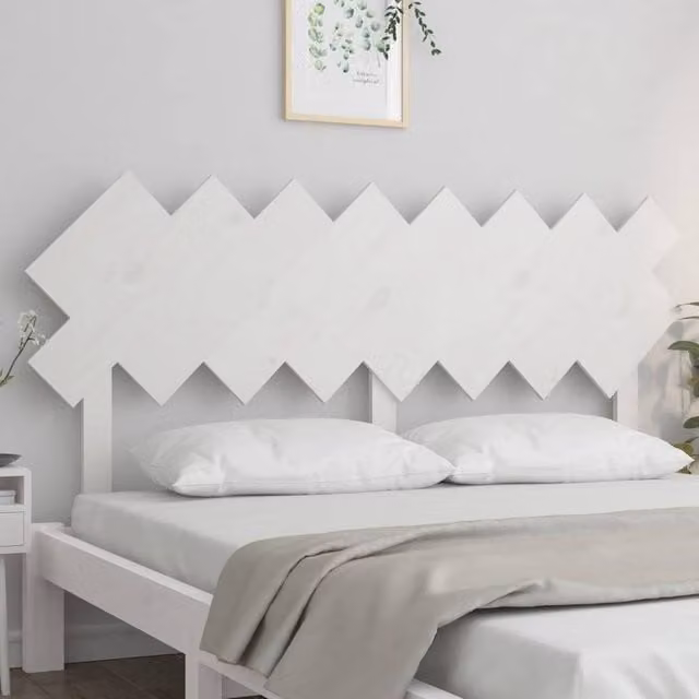 Berkfield Home Beautiful Bed Headboard in White Solid Pine Wood, W: 159.5 cm, D: 3 cm, H: 80.5 cm – 1
