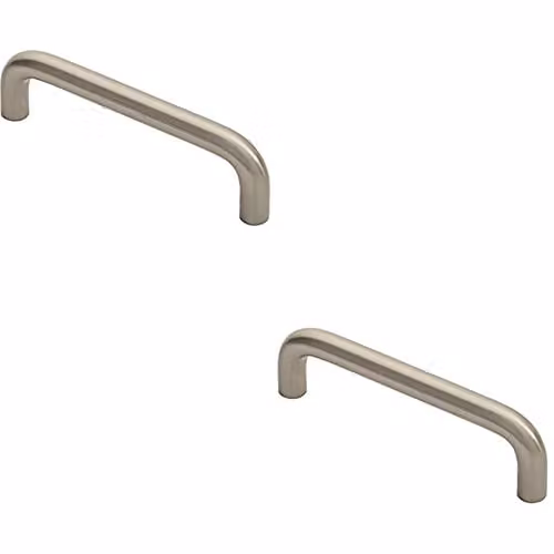 Loops 2 Pack Round D-Bar Cabinet Pull Handles in Brushed Silver, 106 x 10 mm with 96 mm Fixing Centres
