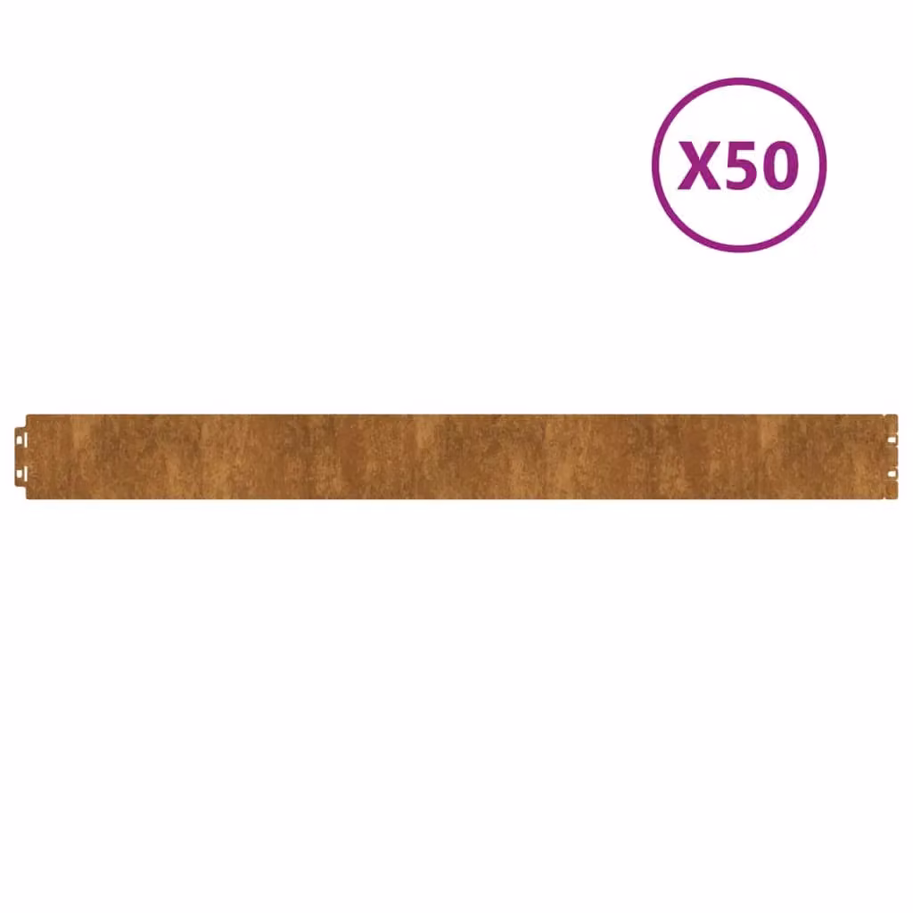 Berkfield Home Flexible Corten Steel Lawn Edgings, Brown, 50 pieces, H: 10 cm x L: 103 cm – 2