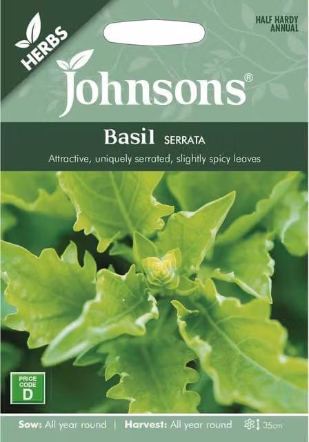 Johnsons Serrata Basil Herb Seeds, Green
