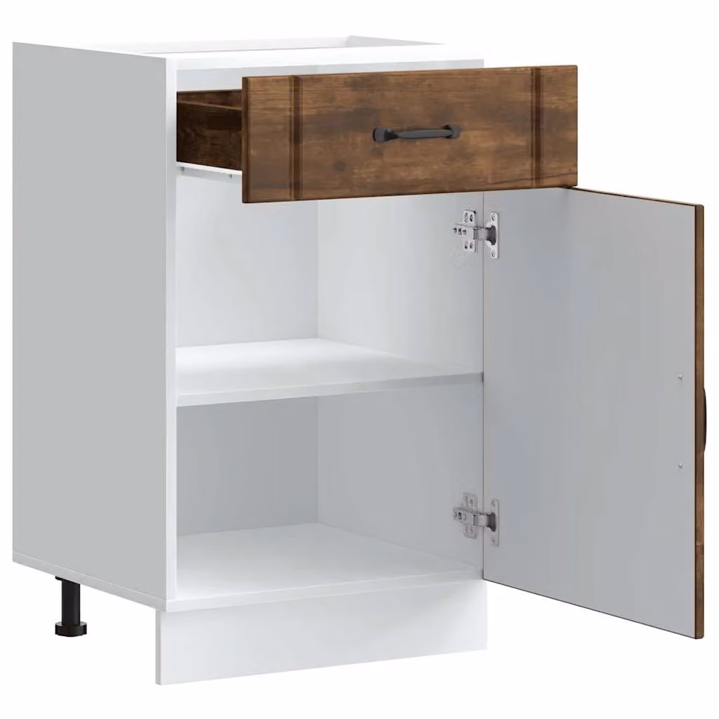 Berkfield Home Lucca Freestanding Kitchen Sink Unit in Brown Smoked Oak MDF – 3
