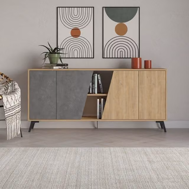 Decortie Fiona Console Sideboard Display Unit 180 in Oak Brown